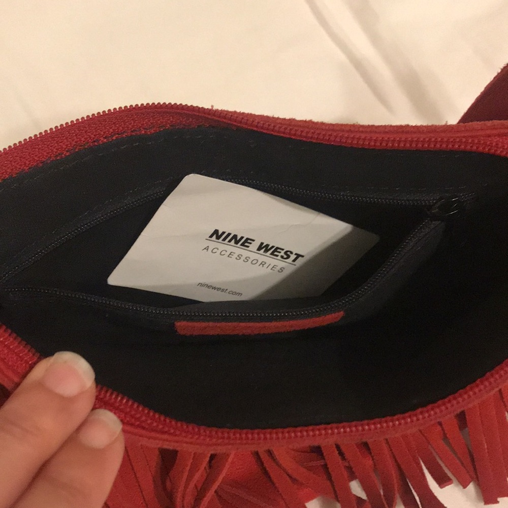 Nine West faux leather shoulder purse w/ fringe - Picture 7 of 8